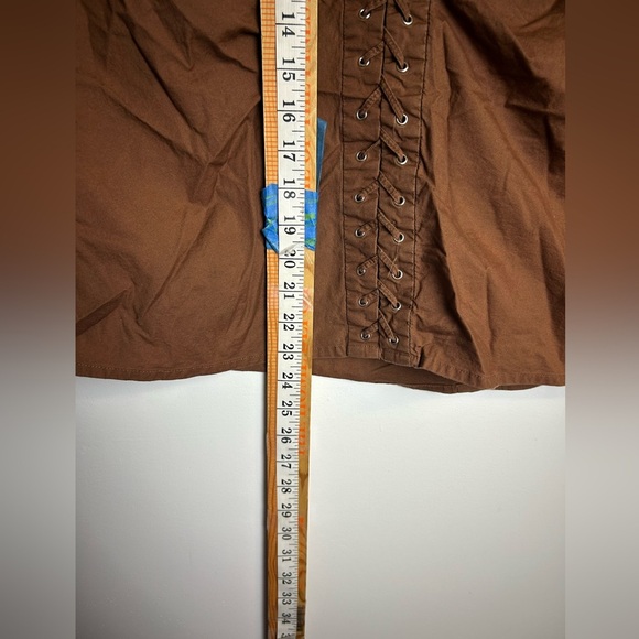 Y2k Faded Glory Brown Lace-Up Button Down Blouse Corset style Goth Fairy Sz XL - Picture 6 of 9